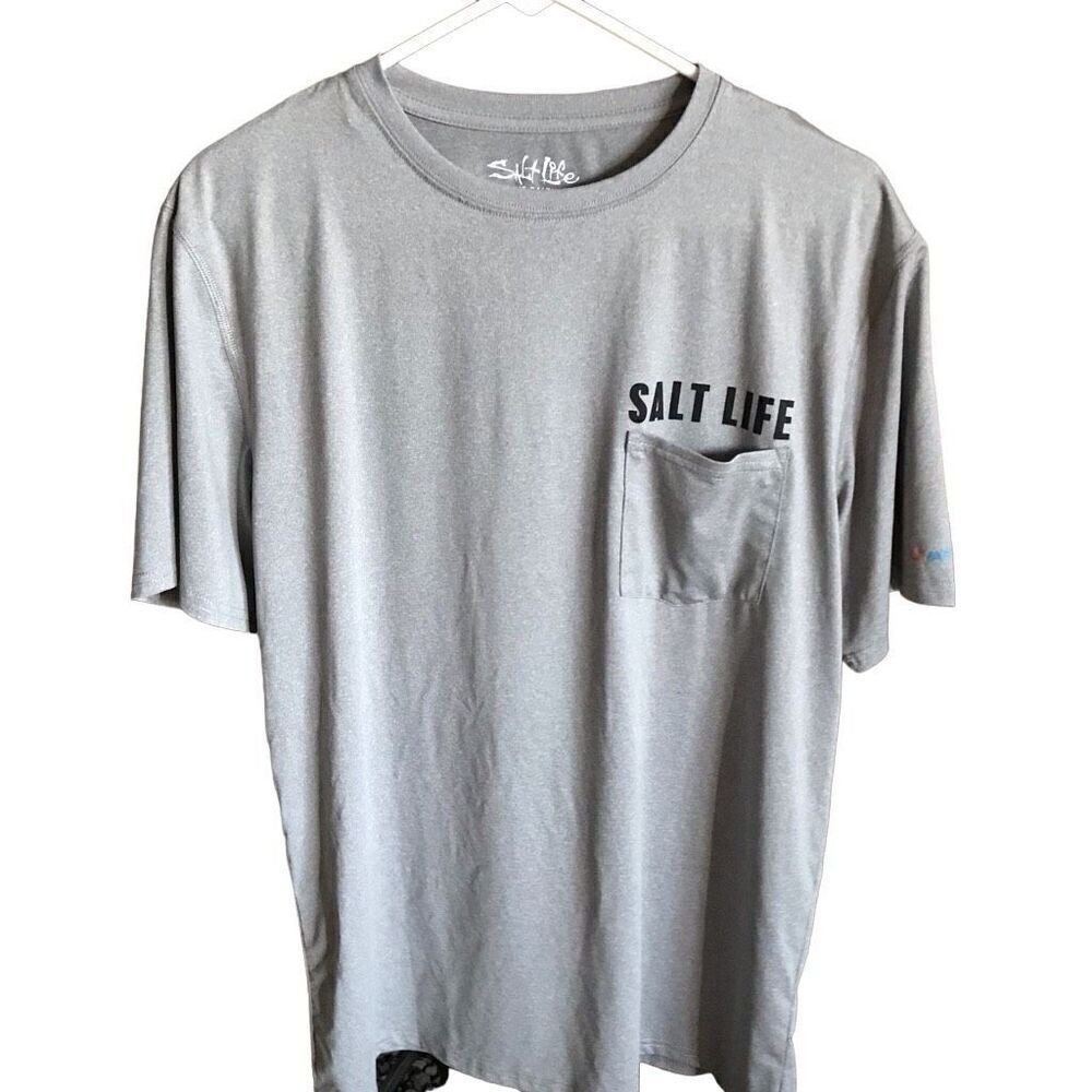 Salt Life size Medium short sleeve pocket t-shirt Gray New w/tags live salty